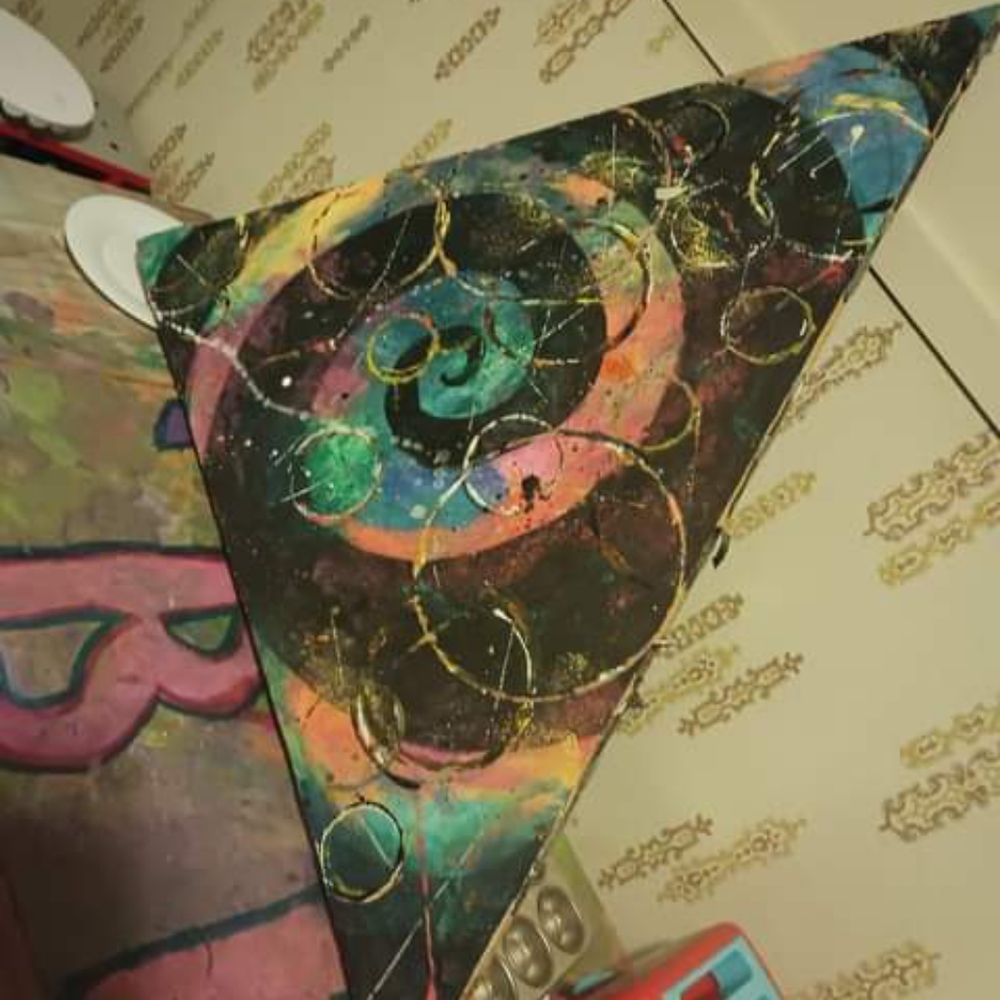 Triangle, wood hand painting